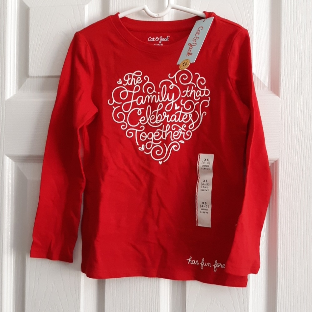 Cat & Jack l/s t-shirt heart graphic NWT